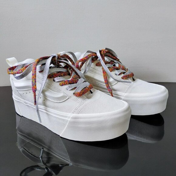 Vans Women Knu Stack/Platform Suede Sneaker in Amazing Laces Multi/Marshmallow - Picture 2 of 13